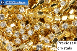 Štrasový řetízek Preciosa Maxima Crystal - Gold 24kt ss12/3,2mm, 10cm
