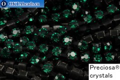 Štrasový řetízek Preciosa Maxima Emerald - Black ss12/3,2mm, 10cm