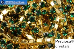 Strass chain Preciosa Maxima Emerald - Gold 24kt ss12/3,2mm, 10cm