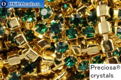 Strass chain Preciosa Maxima Emerald - Gold 24kt ss16/4mm, 10cm