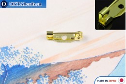 Jewellery brooch pin bar Japan Gold 15mm, 1pc