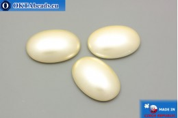 Czech glass cabochon beige pearl 25x18mm, 1pc GC009