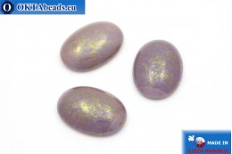 Чешский стеклянный кабошон фиолетовый золото 25х18мм, 1шт