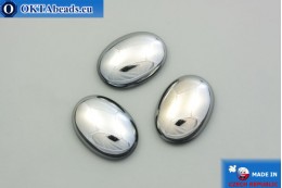 Czech glass cabochon hematite 25x18 mm, 1pc GC054