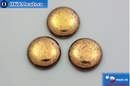 Czech glass cabochon red gold luster 25mm, 1pc