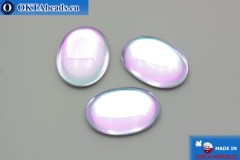 Czech glass cabochon pink - light blue 25x18mm, 1pc