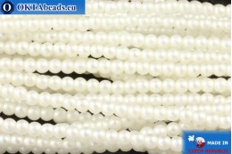 Czech glass pearls white matte (70402M) 2mm, ~75pc 2-GPR030