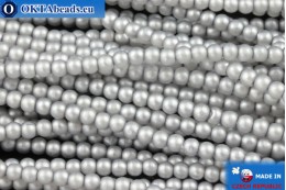 Czech glass pearls grey matte (70041M) 2mm, ~75pc 2-GPR002