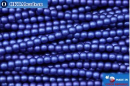 České voskové perle modrý matný (70033M) 3mm, ~75ks