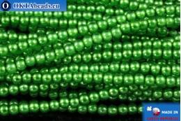 Czech glass pearls green (70459) 2mm, ~75pc 2-GPR033