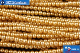Czech glass pearls gold (70686) 4mm, ~60pc 4-GPR017
