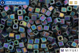 MIYUKI Square Beads Opaque Frosted Rainbow Black (401FR) 4mm 4CBM401FR