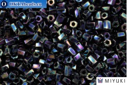 MIYUKI Twist Hex Cut Beads Matte Opaque Black AB (401R) 10/0, 10gr 10TW401R