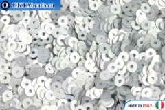 Italian flat sequins Argento Satinati (916W) 3mm, 2gr