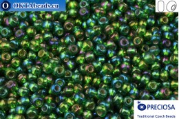 Preciosa czech seed beads 1 quality green silver lined rainbow (57129) 10/0, 50g
