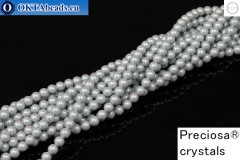 Preciosa crystal pearls Pearlescent Grey 4mm, 1pc