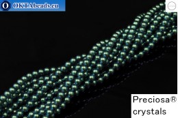 Preciosa crystal pearls Pearlescent Peacock Green 4mm, 1pc