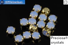 Sew on Preciosa MAXIMA chaton in set Light Sapphire Opal - Gold ss16/4mm, 15pc