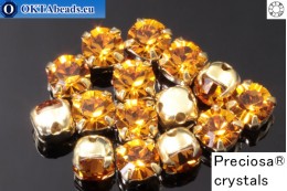 Sew on Preciosa MAXIMA chaton in set Topaz - Gold ss16/4mm, 15pc PR_chat_005