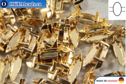 Našívací kotlík Navette Light gold 15*4mm, 1ks