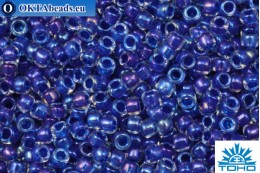 TOHO Beads Round Inside Color Luster Crystal/Caribbean Blue Lined (189) 15/0, 5gr