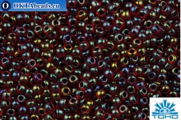 TOHO Beads Round Black Lined Dark Ruby Luster (400) 11/0