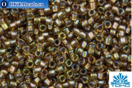 TOHO Beads Round Inside Color Rainbow Lt Amber-Olivine Lined (281) 15/0