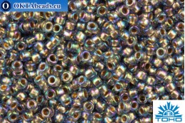 TOHO Beads Round Inside Color Rainbow Lt Sapphire-Gold Lined (997) 15/0