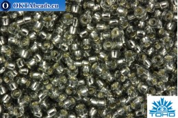 TOHO Beads Round Transparent Silver Lined Black Diamond (29) 15/0 TR-15-29