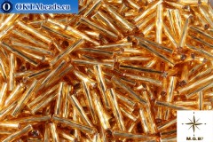 WH Matsuno Beads Twisted bugle Topaz Silver Line (32) 12mm, 100g