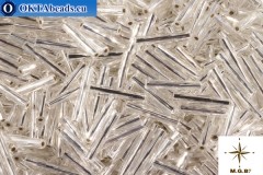 WH Matsuno Beads Twisted bugle Crystal Silver Line (34) 12mm, 100g