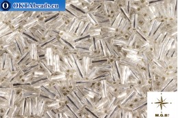 WH Matsuno Beads Twisted bugle Crystal Silver Line (34) 6mm, 100g