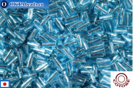 VO COTOBE Beads Twisted bugle Celestial Blue Silver Line (10511) 6mm, 100g WH-cjT-06-10511