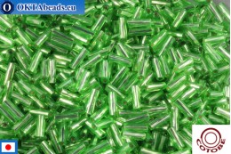 ОПТ COTOBE Beads Twisted bugle Fern Green Silver Line (10551) 6мм, 100гр