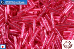 WH COTOBE Beads Twisted bugle Cerise pink Silver Line (10461) 12mm, 100g